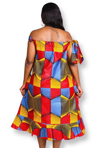 House of Jomet Adama Squares A line multicoloured ankara dress - ONE SIZE