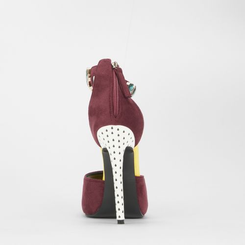 Karis Elegant suede open toe Stiletto - Maroon and Yellow