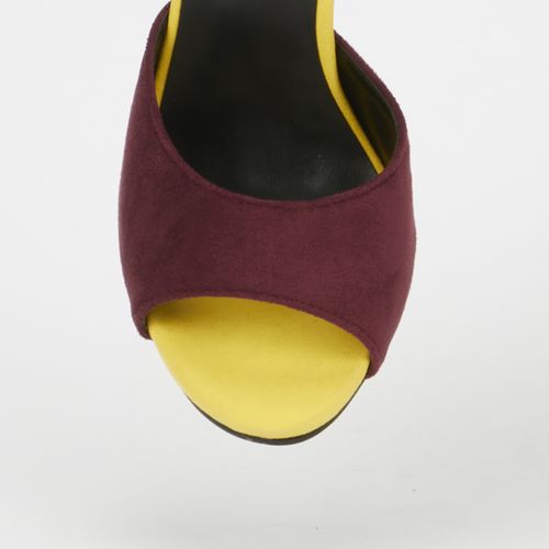 Karis Elegant suede open toe Stiletto - Maroon and Yellow